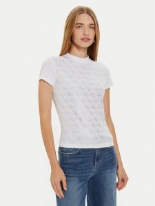 Guess T-Shirt W4BI26 J1314 Biały Slim Fit. Białe t-shirty Guess, xl, z aplikacjami, z bawełny, bez kołnierzyka, bez ramiączek. Za 139,99 zł.