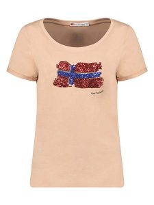 Geographical Norway Koszulka "Jarbara" w kolorze jasnoróżowym rozmiar: L. Różowe bluzki Geographical Norway, l, bez wzorów, bez kołnierzyka, bez ramiączek. Za 30,71 zł.