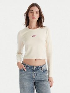 HUGO Bluzka Duspark 50550132 Beżowy Slim Fit. Brązowe bluzki Hugo, xs, bez wzorów, z bawełny, bez kołnierzyka, bez ramiączek. Za 269,99 zł.