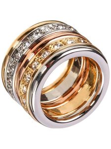 LA CHIQUITA Pozłacany pierścionek z kryształami rozmiar: 54. Szare pierścionki LA CHIQUITA, z kryształem, metalowe. Za 170,47 zł.