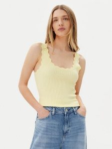 JDY Top Nanna 15290585 Żółty Slim Fit. Żółte topy JDY, xl, bez wzorów, z wiskozy, bez kołnierzyka, bez ramiączek. Za 59,99 zł.