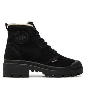 Trapery Palladium. Czarne buty zimowe Palladium, bez obcasa, bez zapięcia. Za 659,99 zł.