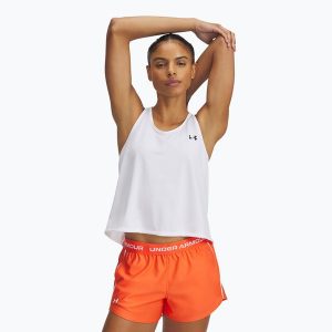 Top treningowy damski Under Armour Tech Swing Tank. Białe topy Under Armour, m, bez wzorów, sportowe, bez kołnierzyka, bez ramiączek. Za 79,99 zł.