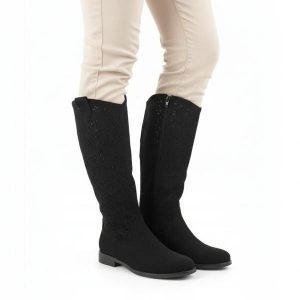 Kozaki damskie S.Barski, cholewka z materiału perforowana konstrukcja wysoka forma stabilny niski obcas miękka wkładka wygodne zapinane na suwak, cza. Czarne kozaki S.BARSKI, bez wzorów, bez obcasa, na obcasie, bez zapięcia. Za 209,00 zł.