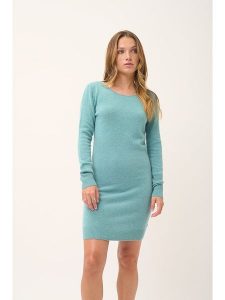 Just Cashmere Kaszmirowa sukienka "Susan" w kolorze turkusowym rozmiar: S. Niebieskie sukienki Just Cashmere, s, bez wzorów, z kaszmiru, bez kołnierzyka, bez ramiączek, mini. Za 298,67 zł.