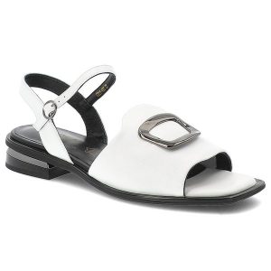 Białe Sandały S.Barski Eleganckie Obuwie Damskie. Białe sandały S.BARSKI, bez wzorów, ze skóry, bez obcasa, na obcasie, bez zapięcia. Za 259,00 zł.