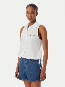 Karl Lagerfeld Jeans Kamizelka B2W11020 Biały Regular Fit. Białe kamizelki Karl Lagerfeld Jeans, l, bez wzorów, z bawełny, bez kołnierzyka, bez ramiączek, bez kaptura. Za 375,99 zł.