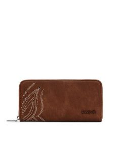 Desigual Portfel 25SAYP10 Brązowy. Brązowe portfele Desigual, bez wzorów, ze skóry. Za 189,99 zł.