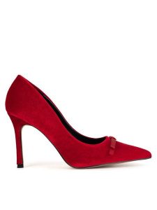 Nine West Szpilki WFA2989-1 Czerwony. Czerwone szpilki Nine West, bez wzorów, z materiału, bez obcasa. Za 199,99 zł.