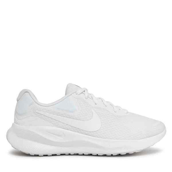 Buty do biegania Nike. Białe buty sportowe Nike, bez wzorów, bez zapięcia, do biegania, Nike Revolution. Za 249,99 zł.