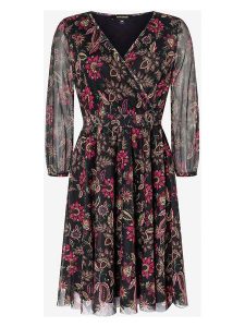 More & More Sukienka w kolorze czarno-różowym rozmiar: 44. Czarne sukienki More & More, bez wzorów, bez kołnierzyka, bez ramiączek, midi, kopertowe. Za 96,14 zł.