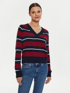 Tommy Jeans Sweter DW0DW18652 Granatowy Relaxed Fit. Niebieskie swetry klasyczne Tommy Jeans, xxs, z bawełny, bez kołnierzyka. Za 419,99 zł.