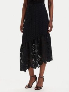 Guess Spódnica midi W6GD40 W1882 Czarny Regular Fit. Czarne spódnice Guess, xs, z aplikacjami, z bawełny, midi. Za 465,99 zł.