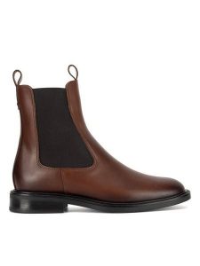 Gino Rossi Sztyblety PETRA-124 Brązowy. Brązowe botki Gino Rossi, bez wzorów, ze skóry, bez obcasa, na płaskiej podeszwie, bez zapięcia. Za 299,99 zł.