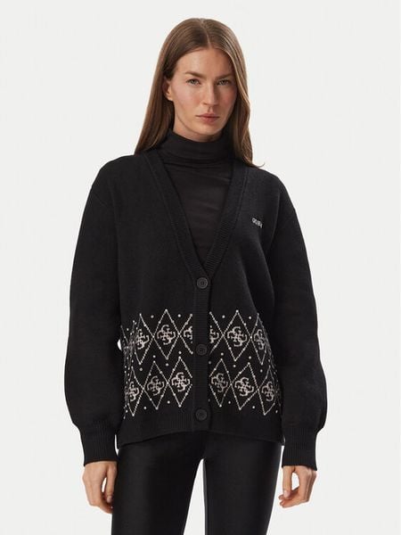 Guess Kardigan V6BR17 Z2279 Czarny Regular Fit. Czarne kardigany Guess, z syntetyku. Za 474,99 zł.