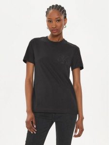 Calvin Klein Jeans T-Shirt Satin Applique J20J223925 Czarny Regular Fit. Czarne t-shirty Calvin Klein Jeans, xs, bez wzorów, z bawełny, bez kołnierzyka, bez ramiączek. Za 129,99 zł.