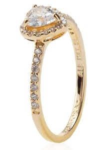 Pandora Pozłacany pierścionek z cyrkonią rozmiar: 58. Żółte pierścionki Pandora, z cyrkonią, metalowe. Za 373,78 zł.