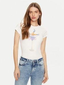 Guess T-Shirt W5RI29 KA0Q1 Biały Regular Fit. Białe t-shirty Guess, s, z aplikacjami, z bawełny, bez kołnierzyka, bez ramiączek. Za 99,99 zł.