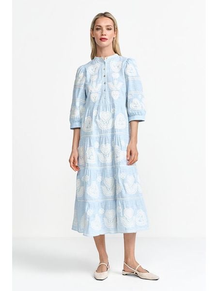Rich & Royal Sukienka w kolorze błękitnym rozmiar: 38. Niebieskie sukienki Rich & Royal, bez wzorów, bez kołnierzyka, bez ramiączek, midi. Za 334,95 zł.