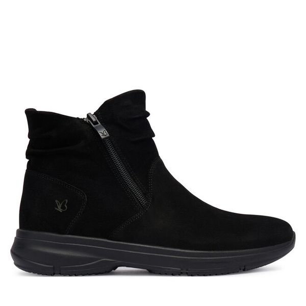 Botki Caprice. Czarne botki Caprice, bez wzorów, bez obcasa, na płaskiej podeszwie, bez zapięcia. Za 589,99 zł.