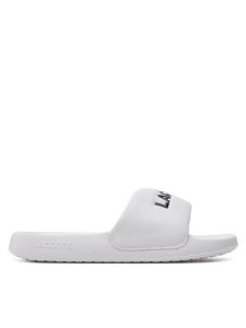 Lacoste Klapki Serve Slide 1.0 747CFA0032 Biały. Białe klapki Lacoste, bez wzorów, z syntetyku, bez obcasa. Za 149,99 zł.