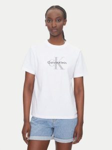 Calvin Klein Jeans T-Shirt Hero LV047B865G Biały Regular Fit. Białe t-shirty Calvin Klein Jeans, l, bez wzorów, z bawełny, bez kołnierzyka, bez ramiączek. Za 139,99 zł.