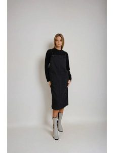 Monki Sukienka w kolorze antracytowym rozmiar: M. Czarne sukienki Monki, na co dzień, m, bez wzorów, z bawełny, bez kołnierzyka, bez ramiączek, midi, proste. Za 43,99 zł.