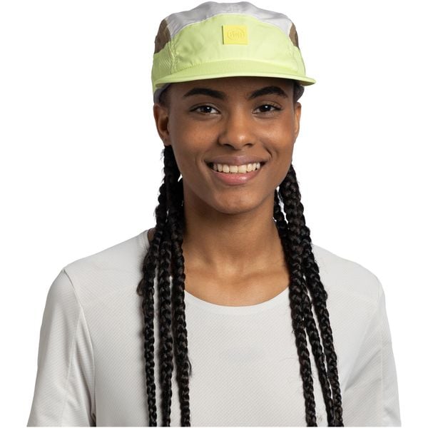 Czapka z daszkiem BUFF 5 PANEL GO CAP DOMUS CITRON. Żółte czapki Buff, bez wzorów, z materiału, eleganckie. Za 139,99 zł.