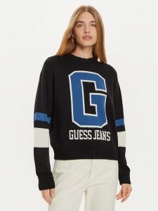 Guess Jeans Sweter W4BR11 Z3HN2 Czarny Regular Fit. Czarne swetry klasyczne Guess Jeans, s, z jeansu, bez kołnierzyka. Za 339,99 zł.