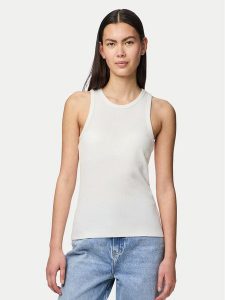 Pieces Top Ruka 17133673 Biały Slim Fit. Białe topy Pieces, xs, bez wzorów, z bawełny, bez kołnierzyka, bez ramiączek. Za 39,99 zł.