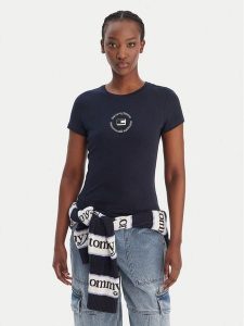 Tommy Jeans T-Shirt DW0DW22273 Granatowy Slim Fit. Niebieskie t-shirty Tommy Jeans, xl, bez wzorów, z bawełny, bez kołnierzyka, bez ramiączek. Za 129,99 zł.
