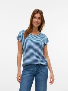 Vero Moda Koszulka w kolorze niebiesko-białym rozmiar: XL. Białe bluzki Vero Moda, xl, bez wzorów, bez kołnierzyka, bez ramiączek. Za 79,03 zł.