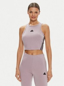 Adidas Top Future Icons 3-Stripes IS3636 Fioletowy Slim Fit. Fioletowe topy ADIDAS, m, bez wzorów, z bawełny, bez kołnierzyka, bez ramiączek. Za 139,99 zł.