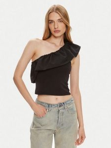 ONLY Bluzka Soffy 15320339 Czarny Regular Fit. Czarne bluzki ONLY, l, bez wzorów, z bawełny, bez kołnierzyka, bez ramiączek. Za 49,99 zł.