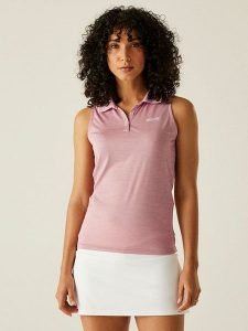 Regatta Funkcyjny top polo "Tima II" w kolorze jasnoróżowym rozmiar: 38. Różowe topy Regatta, bez wzorów, z materiału, bez kołnierzyka, bez ramiączek. Za 43,78 zł.