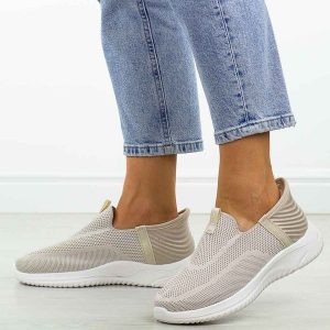 Beżowe sportowe buty damskie Potocki 01312. Brązowe buty sportowe POTOCKI, na lato, bez wzorów, z jeansu, bez zapięcia, trekkingowe. Za 139,00 zł.
