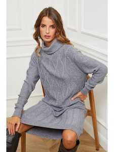 Joséfine Sukienka dzianinowa "Bernie" w kolorze szarym rozmiar: M. Szare sukienki Joséfine, na co dzień, m, bez wzorów, z dzianiny, bez kołnierzyka, bez ramiączek, midi, proste. Za 221,95 zł.