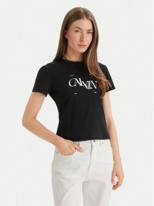 Calvin Klein Jeans T-Shirt Seasonal LV047F808G Czarny Slim Fit. Czarne t-shirty Calvin Klein Jeans, xl, bez wzorów, z bawełny, bez kołnierzyka, bez ramiączek. Za 209,99 zł.