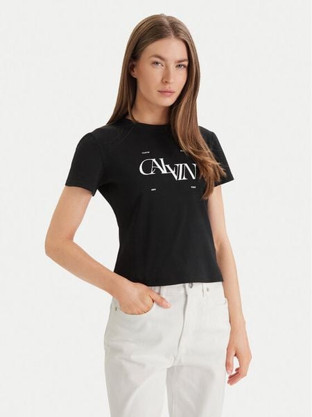 Calvin Klein Jeans T-Shirt Seasonal LV047F808G Czarny Slim Fit. Czarne t-shirty Calvin Klein Jeans, xl, bez wzorów, z bawełny, bez kołnierzyka, bez ramiączek. Za 209,99 zł.