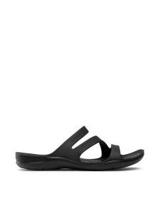 Crocs Klapki Swiftwater Sandal W 203998 Czarny. Czarne klapki Crocs, bez wzorów, z tworzywa sztucznego, bez obcasa. Za 129,99 zł.