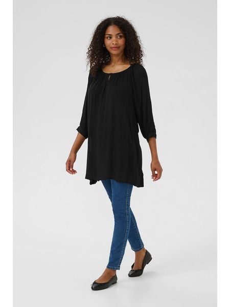 Kaffe Tunika w kolorze czarnym rozmiar: 44. Czarne tuniki Kaffe, na co dzień, s, bez wzorów, z wiskozy, klasyczne, bez kołnierzyka, bez ramiączek. Za 52,67 zł.