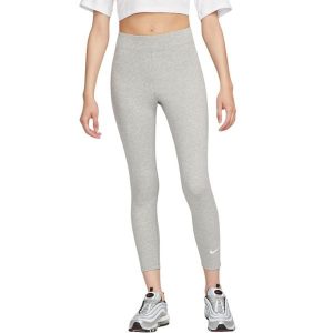 Legginsy damskie Nike Sportswear Classic 7/8, wysoki pas. Szare rajstopy i pończochy Nike, bez wzorów, z bawełny. Za 157,99 zł.