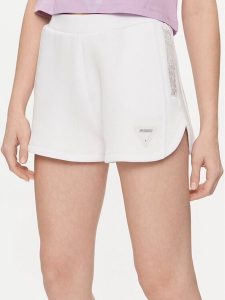 Guess Szorty materiałowe Kiara V4GD16 FL04P Biały Regular Fit. Białe szorty Guess, z aplikacjami, z materiału. Za 439,99 zł.
