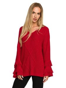 Made of emotion Sweter w kolorze czerwonym rozmiar: S/M. Czerwone swetry oversize Made Of Emotion, m, bez wzorów, bez ramiączek. Za 57,06 zł.