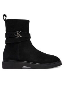 Calvin Klein Botki Ankle Boot W/ Metal Logo Sue HW0HW02664 Czarny. Czarne botki Calvin Klein, bez wzorów, ze skóry, bez obcasa, na płaskiej podeszwie, bez zapięcia. Za 559,99 zł.
