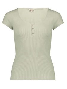 Guess Koszulka w kolorze jasnozielonym rozmiar: XS. Zielone bluzki Guess, xs, z aplikacjami, bez kołnierzyka, bez ramiączek. Za 57,06 zł.