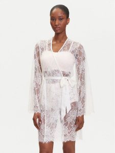 Hunkemöller Szlafrok Magdalena 302070 Biały. Białe szlafroki Hunkemöller, s, bez wzorów, z syntetyku, bez kaptura. Za 149,99 zł.