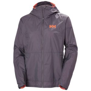 Kurtka przeciwdeszczowa damska Helly Hansen Roam Wind. Fioletowe kurtki Helly Hansen, bez wzorów, bez kaptura. Za 408,50 zł.