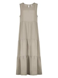 Sublevel Sukienka w kolorze szarobrązowym rozmiar: M. Brązowe sukienki Sublevel, m, bez wzorów, z wiskozy, bez kołnierzyka, bez ramiączek, midi. Za 82,99 zł.