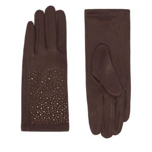 Rękawiczki Nine West. Brązowe rękawiczki Nine West, bez wzorów, z dzianiny. Za 39,99 zł.